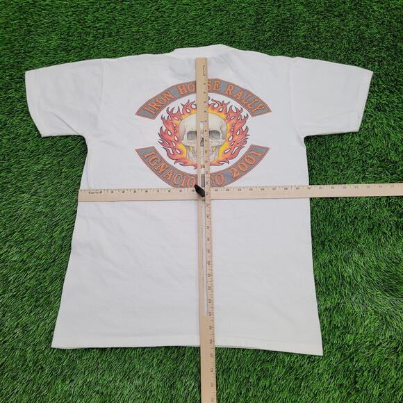 Vintage 2001 Iron Horse Rally Shirt Medium 20x26 Skull Biker - Picture 10 of 14